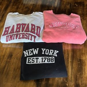 Lot of 3 crew neck sweatshirts